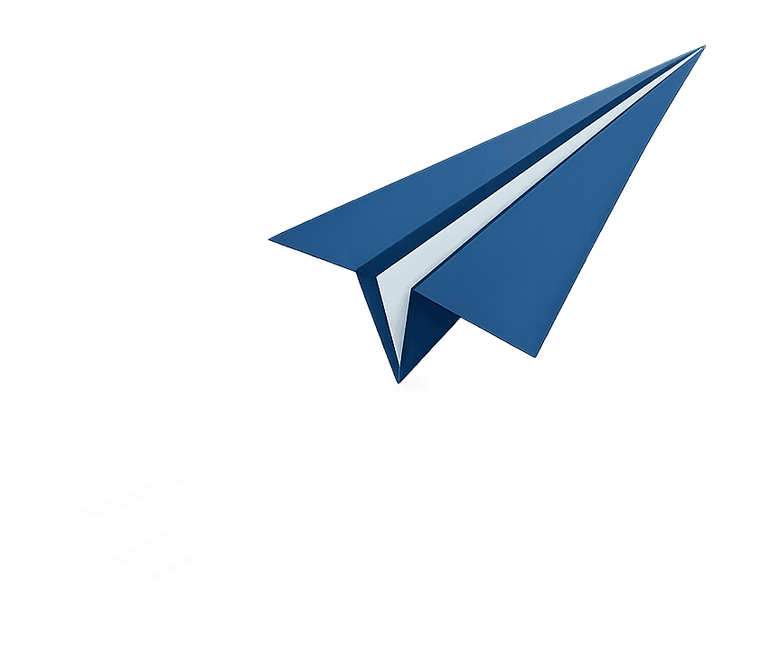 弧を描いて空高く舞い上がる紙飛行機